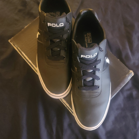 Polo by Ralph Lauren Hanford Trainers Shoes | Leather | Black/White | Size 11.5 - Picture 7 of 12